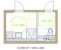 Schachtbreite dem WC angepasst