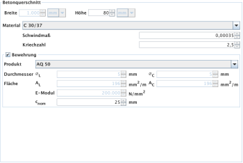 Eingabe - Betonquerschnitt