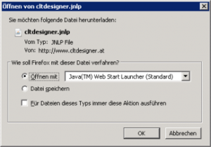 Starten des CLTdesigners über den Java Web Start Launcher